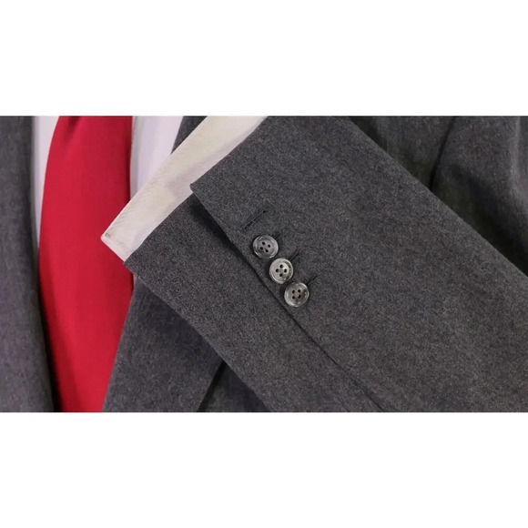 Albert Lam Bespoke Master Tailor Gray Herringbone Flannel Wool 2-Btn Suit 42R - Picture 6 of 9